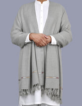Grey Plain Wool Blend Men Shawl