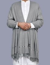 Grey Plain Wool Blend Men Shawl