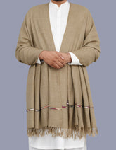 Olive Plain Wool Blend Men Shawl