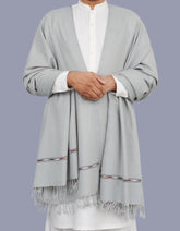 Grey Plain 100% Wool Men Shawl