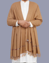 D Brown Plain 100% Wool Men Shawl
