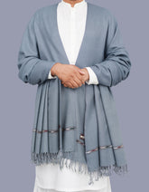 Grey Plain 100% Wool Men Shawl