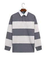 Charcoal Color Block Relaxed Rugby Polo
