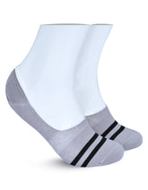 Grey Stripe No Show Socks