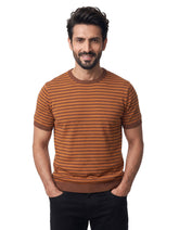 Rust Stripe Jersey Knitted Tee