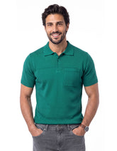 Teal Plain Jersey Knitted Polo Shirt