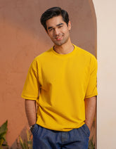 Amber Haze Textured Relax Fit Crew Neck T-Shirt