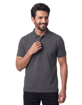 Charcoal Melange Plain Pique Polo Shirt
