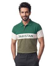 Green Pakistan Color Block Polo Shirt