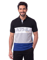 E Blue Color Block Polo Shirt