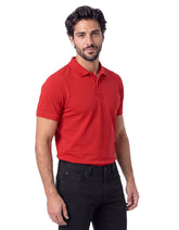 Red Textured Jacquard Polo Shirt