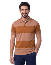 Brown Stripe Pique Polo Shirt