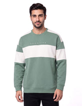 Aqua Grey Color Block Relaxed Sweatshirt