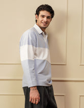 Sky Color Block Relaxed Rugby Polo