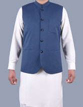 M Blue Texture Waist Coat WC2253-1C-34