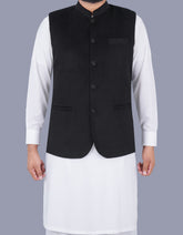 Black Plain Waist Coat WC23100-1S-34