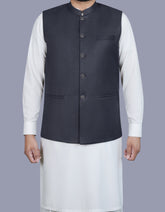 Charcoal Plain Waist Coat WC2405-1S-34