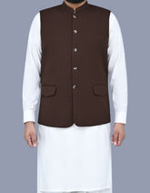 D Brown Texture Waist Coat WC2412-1S-34