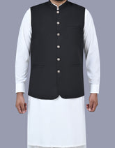 Black Plain Waist Coat WC2421C-34