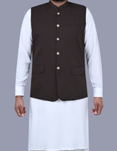 Chocolate Plain Waist Coat WC2422-2C-34