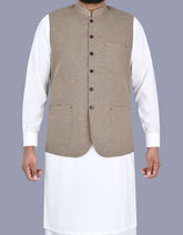 L Brown Plain Waist Coat WC2509-1S-34