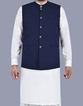 Navy Plain Waist Coat WC2521-4S-34