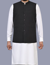 Black Texture Waist Coat WC2600-1C-34