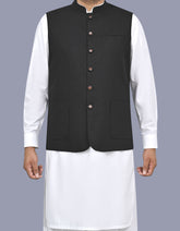 Black Texture Waist Coat WC2604S-34
