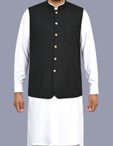 Black Plain Waist Coat WC2607S-34