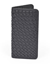 Black Texture 100% Leather Long Wallet