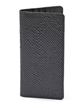 Black Texture 100% Leather Long Wallet