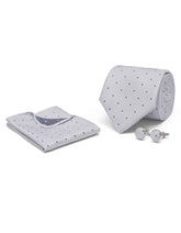 Silver Dotted Cufflink Tie Set