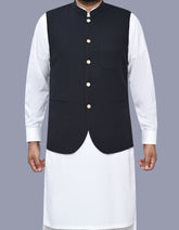 Black Plain Waist Coat WC2519-3S-34