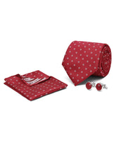 Maroon Geometric Cufflink Tie Set