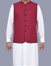 Maroon Texture Waist Coat WC2605C-34