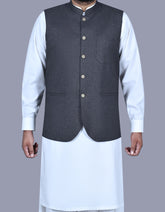 Charcoal Plain Waist Coat WC2519-6S-34