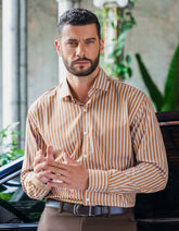 Stripe Mustard Classic Fit Shirt FS2767-1RF-14.5