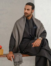 D Brown Plain Wool Blend Men Shawl