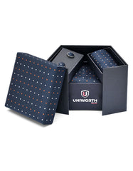Navy Dotted Cufflink Tie Set