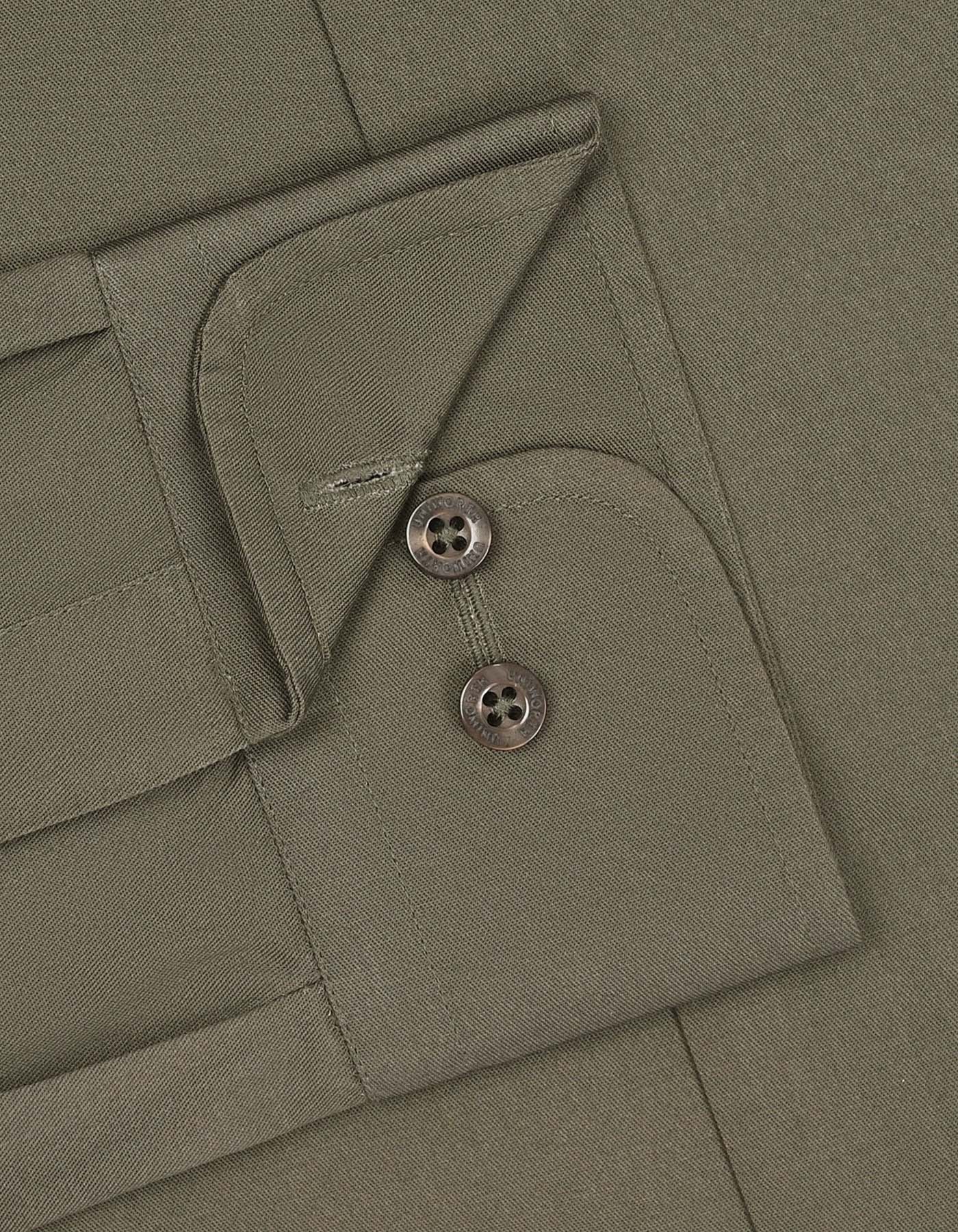 Plain Army Green Classic Fit Shirt FS1657-2RF-15.5