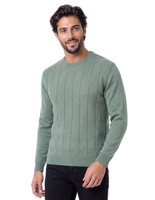 Aqua Grey Textured Crew Neck Sweater