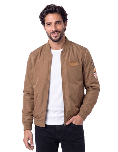 Dark Brown Patch Detail Bomber Jacket