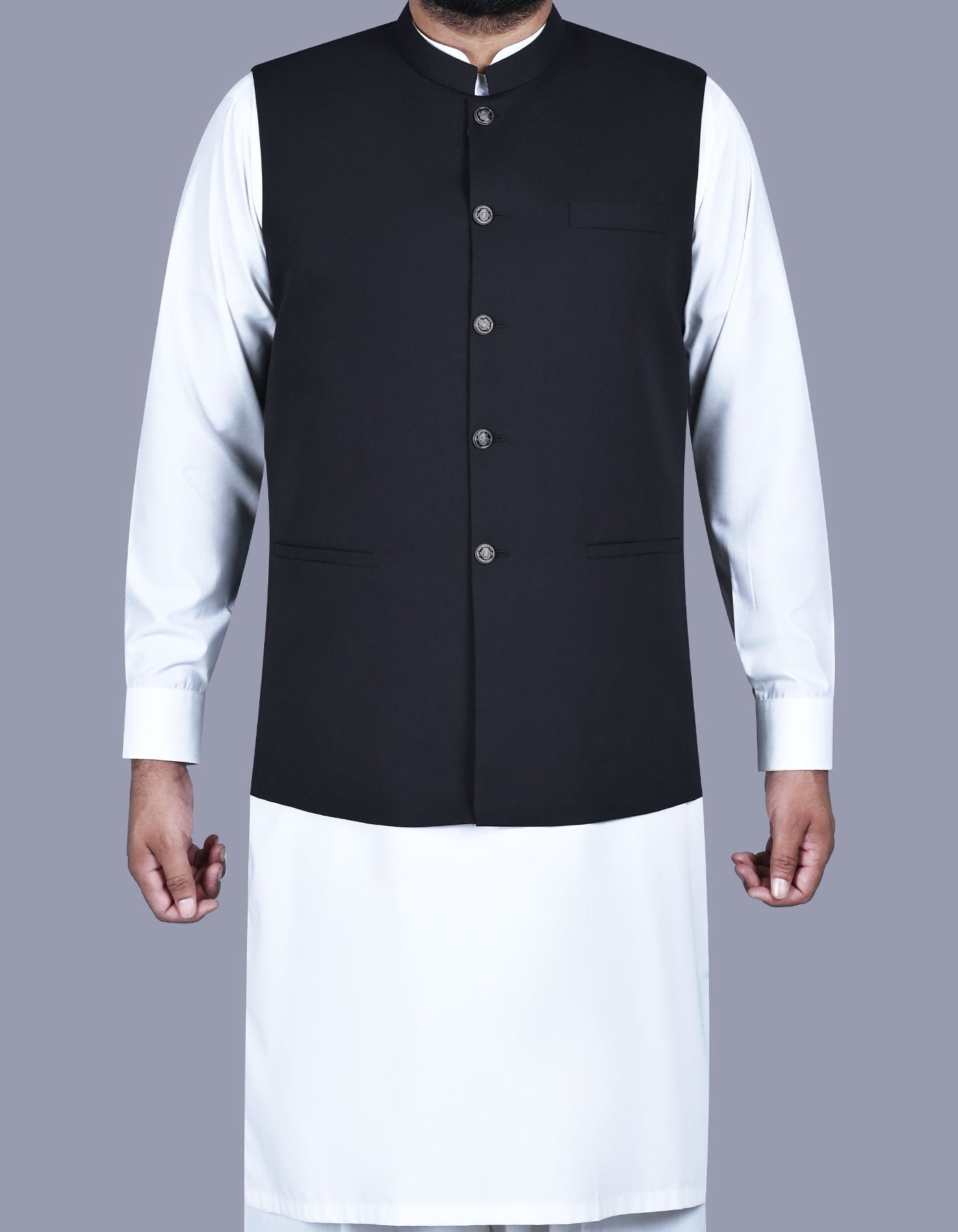 Black Plain Waist Coat WC2520-1C-34