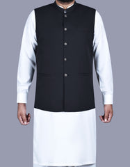 Black Plain Waist Coat WC2520-1C-34