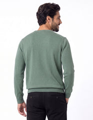 Aqua Grey Textured Crew Neck Sweater