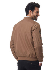 Dark Brown Patch Detail Bomber Jacket