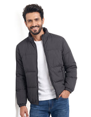 Black Urban Mock Neck Puffer Jacket