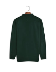 Green Plain Polo Collar Sweater
