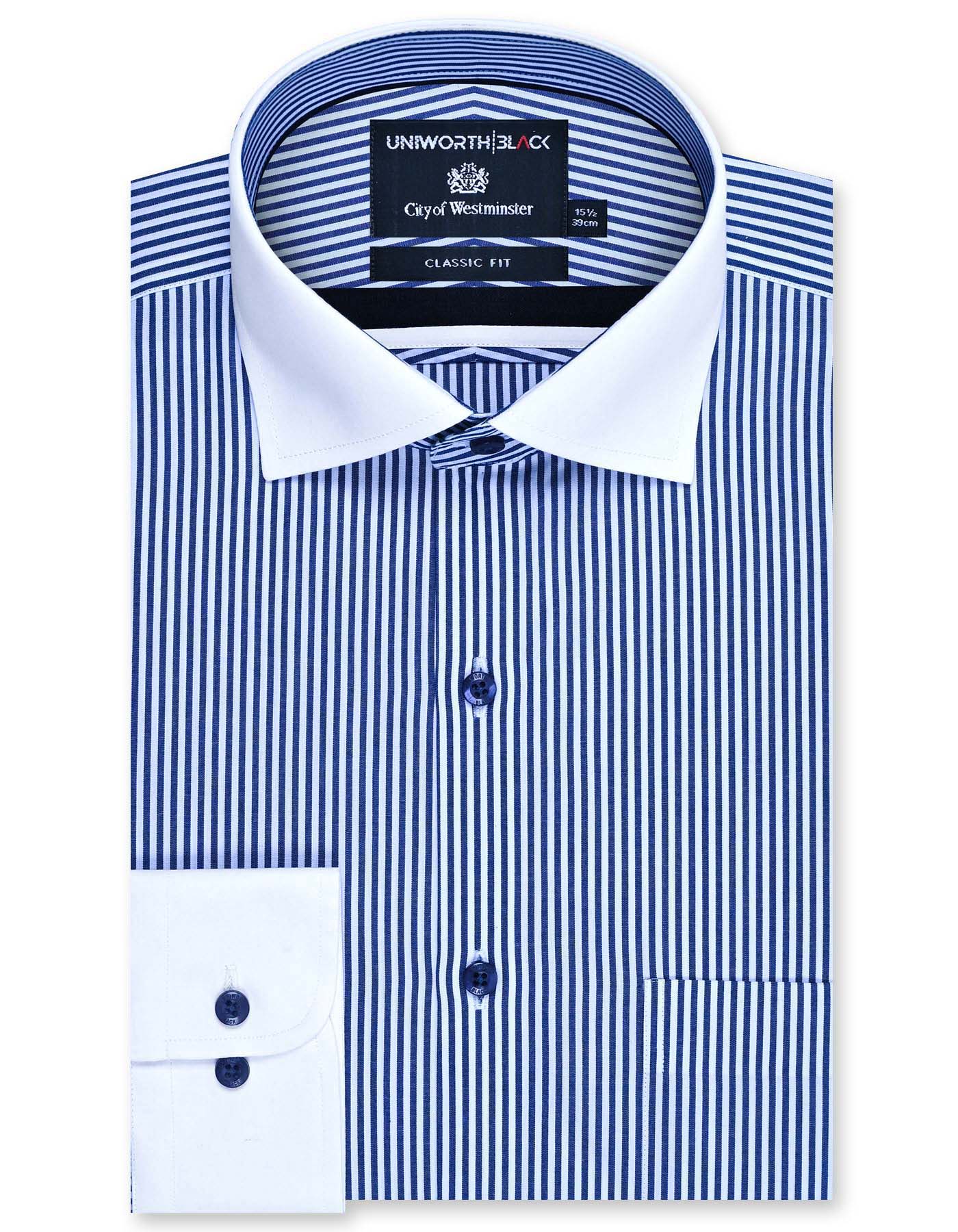 Stripe Navy Classic Fit Shirt FS2871-2RF-14.5