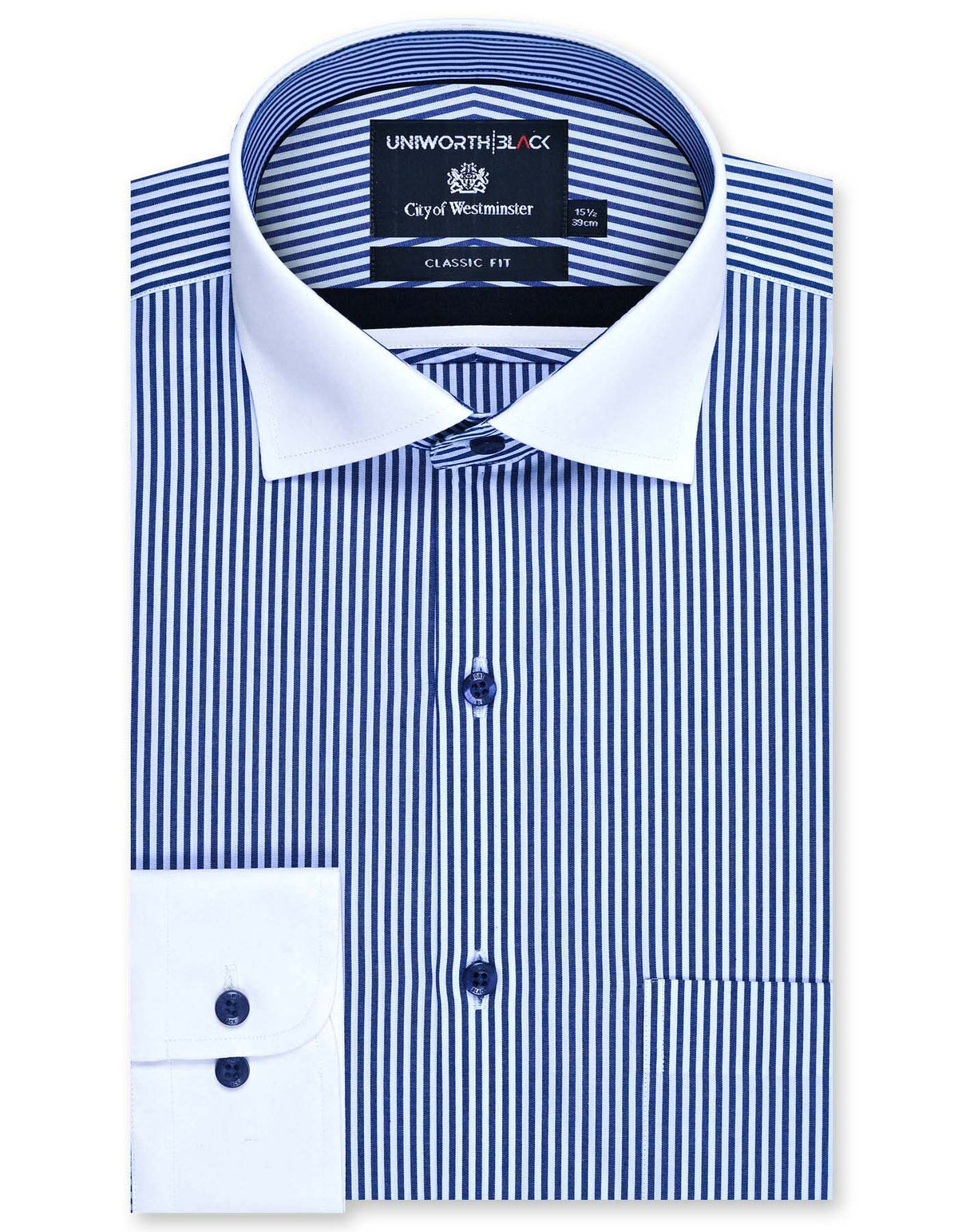 Stripe Navy Classic Fit Shirt FS2871-2RF-14.5